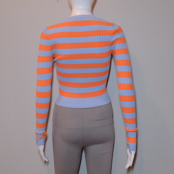Zara Striped Long Sleeve Top in Orange and Blue - Picture 7 of 8